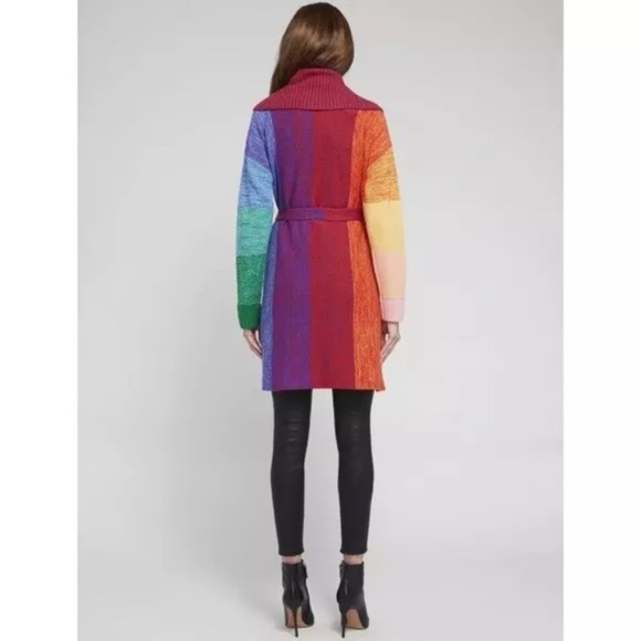 🎀SOLD🎀Alice + Olivia Marketta Rainbow Belted Long Cardigan Sweater - Picture 4 of 10